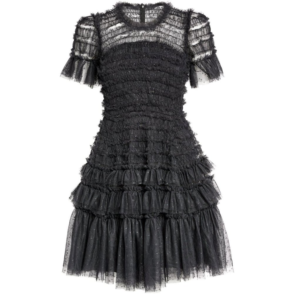Needle & Thread Black Ruffle Mini Dress - Picture 3 of 12